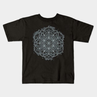 Sacred Geometry Flower of Life Mandala Monochrome Kids T-Shirt